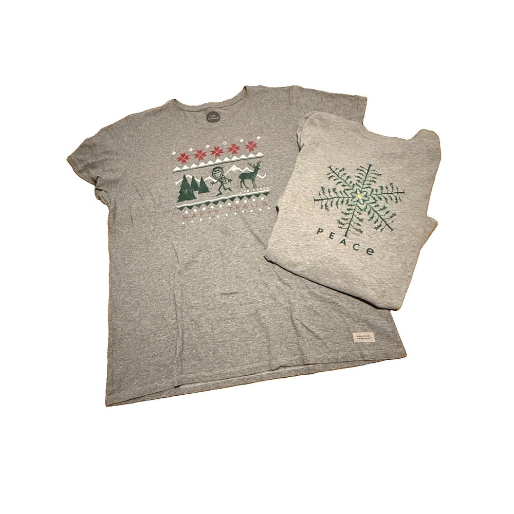 Women's Life Is Good Classic Crusher Tees XXL Christmas Shirt Lot Of 2